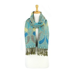 PASKMLNA - Chal reversible de cachemira, colores elegantes, A18-16 Aqua-Beige, L