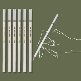 6 Lápices de Carbón de Color Blanco, Seguro, Respetuoso con el Medio Ambiente, Suave, Medio Duro, útil, Alto Brillo, Color Blanco, Juego de Lápices de Dibujo para Pintar Y Colorear