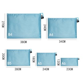 Pack of 3 Document Wallets Waterproof Document Folder with Zip Zip File Pockets for File Paper Documents Cosmetics Homework Travel Utensils, Green, A5 (24 x 18 cm)