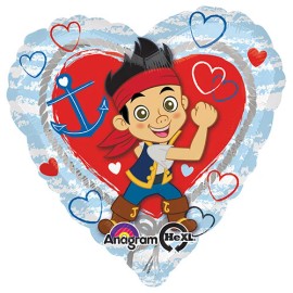 Anagram, M & D Pirates Dragons 18" Caribbean Jake Neverland Happy Birthday Foil Mylar Balloons - Jake (heart-shaped)