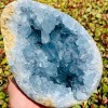 Natural Blue Celestite Druzy Quartz Crystal Egg Cluster Raw Stone