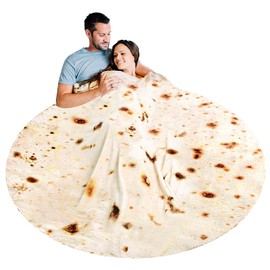 Freesooth - Cobija con diseño de tortilla de burritos, cobija de comida realista, suave, afelpada, redonda, divertida, para cama, sofá o viajes