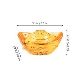 HOMSFOU Crystal Feng Shui Golden Ingot with Dragon Pattern for Chinese New Year Decor, 3.14 Inch Yellow Yuan Bao Wealth Luck Ornament