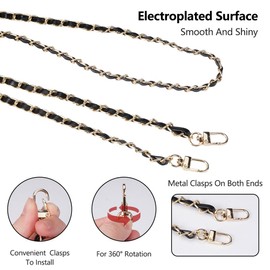 Pack of 2 Bag Chain, Gold Black, 120 cm Chain Strap, Metal Chain Carry Strap, Chain for Bag, Handbag Chains, Handbag Chain for Women Bags, Handbags, Shoulder Bag, Replacement Chain