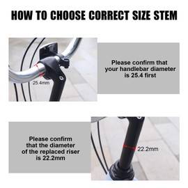 WEEROCK Bike Stem 25.4mm*22.2mm Aluminum Alloy and Steel Gooseneck Shape 220mm Length Bicycle Stem，Black
