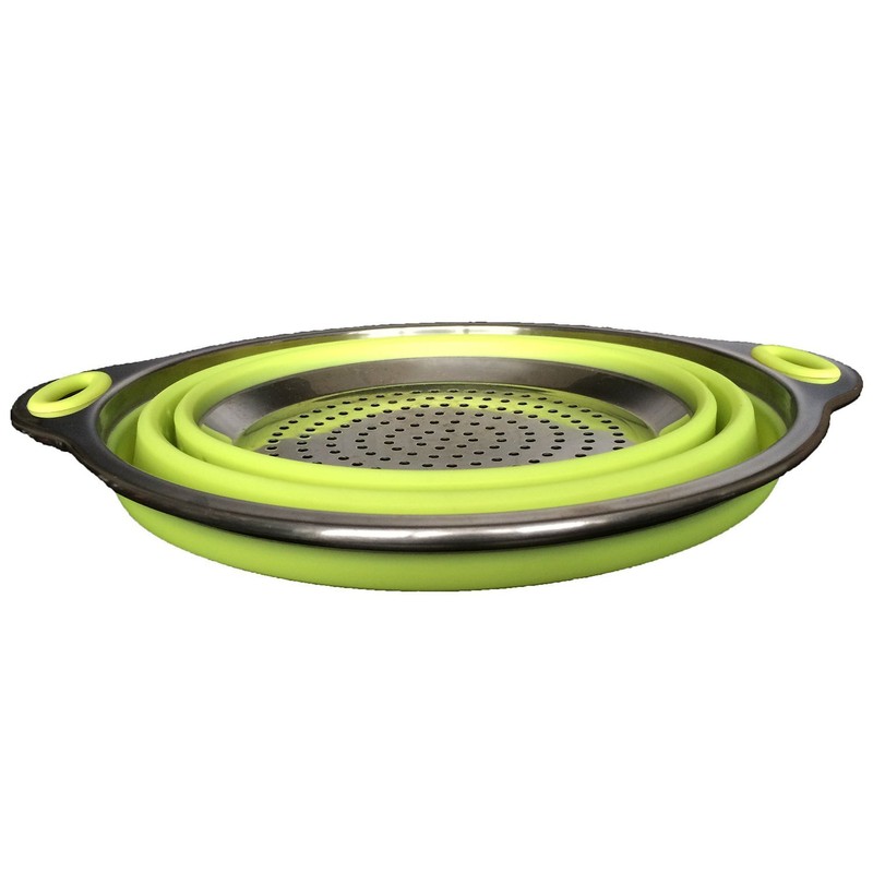 Oneida 8 inch Color Burst Stainless Steel Silicone Collapsible Colander