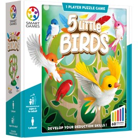 SmartGames 5 Little Birds Wooden Deduction Game for Ages 5 - Adult with 60 Challenges