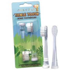 Jack N' Jill Tickle Tooth Sonic Electric Toothbrush Replacement Heads - Gentle Cleaning, Made for Tiny Teeth, LED Inspection Light, Extra Soft Bristles, for Babies & Kids - (1 Pack - Set of 2)