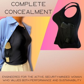 Djeoe Concealed Carry Shirts for Woman, Conceal Carry Tank Top for Woman, Concealed Carry Holster Shirt Black
