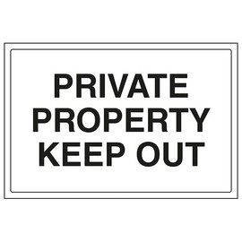 V Safety Private Property - Keep Out 300 x 200 mm - 2mm Super-Tough Rigid Plastic Safety Sign