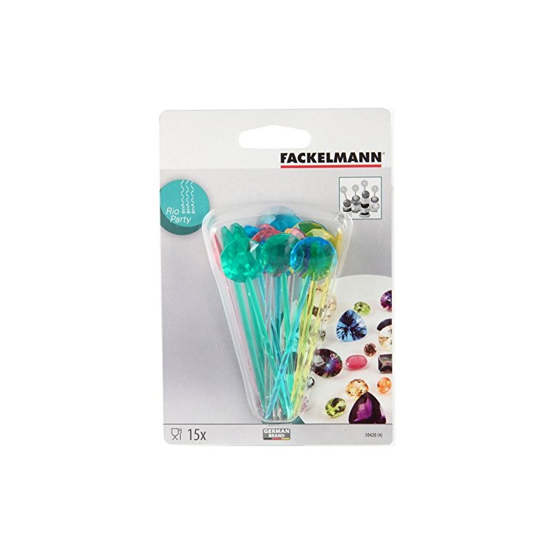 Fackelmann" Rio Diamond Party Picks Set, Blue/Green/Red/Yellow, 10 x 1