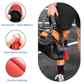 Beautyflier Storage Bag for Band-Aid Flexible Fabric Bandages, Portable PU Case for First Aid Bandage, Travel Case with Keychain for Adhesive Bandages, Hold 10PCS Bandages (Red+Blue)