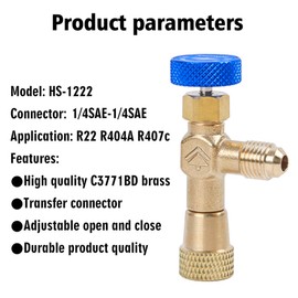 Eaglerich 3Pcs R410A R22 R410 Refrigeration Air Conditioning Valve Safety Adapter Fitting 1/4" 5/16" Inch Male/Famale Refrigeration Tool Charging Hose Valves