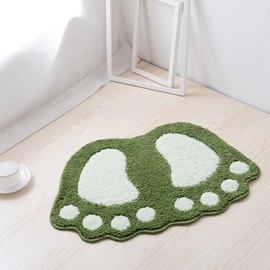 ele ELEOPTION Non Slip Bath Mat, Fast Dry Bathroom kitchen Mats Lovely Feet Patterned Soft Comfortable Water Absorbent Stylish Non-Slip Backing for Bedroom, Kitchen, Hallway, Doorway, 60x40CM, Green
