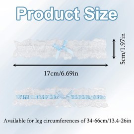 Fibclhaz 2 PCS Wedding Garter Blue Lace Leg Garter Elastic Bridal Garter with Ribbon Bow Bridal Accessories for Women Girls Cosplay Prom Party