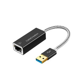 CableCreation USB LAN Adapter, USB 3.0 auf RJ45 Ethernet-Gigabit Adapter mit 10/100/1000 Mbit/s, USB Netzwerkadapter für Windows, Mac, MacOS, Linux, Aluminium/Schwarz & Weiß