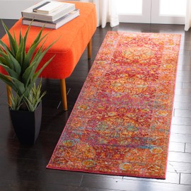 Safavieh Luxor Collection LUX318R Handmade Boho Chic Runner, 2'2" x 9' , Fuchsia / Gold