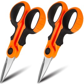 Honoson 2 Pcs 5.7" Fishing Scissors Braided Line Cutters Fishing Heavy Duty 3cr13 Non Slip Serrated Edge Scissors Saltwater Freshwater Braid Multi Function Cutter for Trimming (Orange)