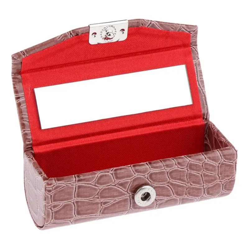 3x Lipstick Case Verde Grisáceo Y Marrón Y Rojo