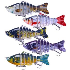 LURESMEOW Fishing Lures, Bass Fishing Lures for Freshwater and Saltwater, Bass Fishing Lures for Bass Trout Walleye Pike Bass Lures, Lifelike Fishing Lures Kit for Bass Fishing, 5pcs with Box