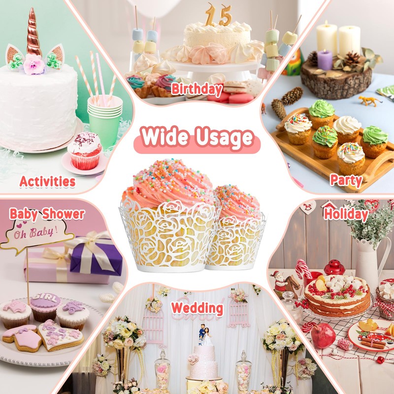Bäcker & Lecker Cupcake Wrappers Cases 50 Pieces Lace Paper