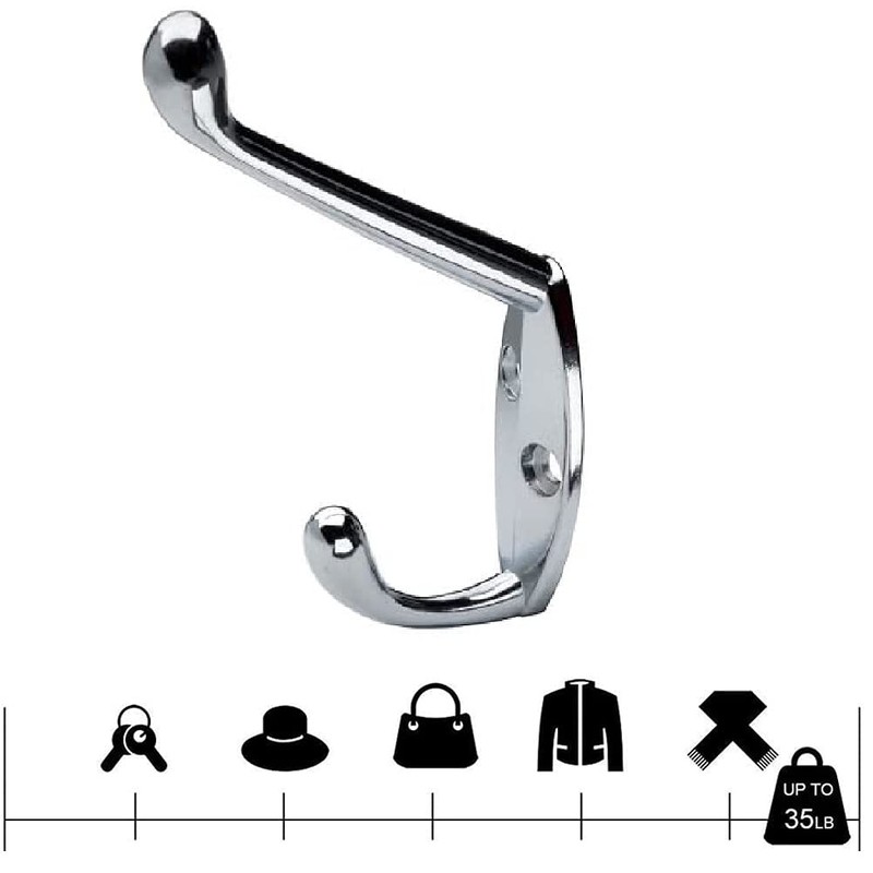 TERF® Polished Chrome Double Wall Mounted & Door Hat Coat