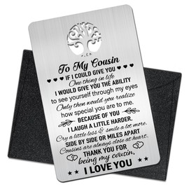 Mhfpl To My Cousin Thank You for Being My Cousin Wallet Card, Engraved Metal Wallet Insert Card with Grateful Quotes for Cousin,Thank You Cousin Card, Graduation Birthday Christmas Thanksgiving Gifts