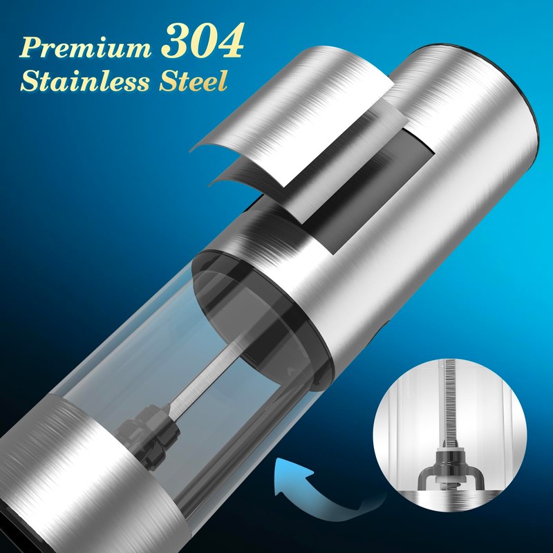 Electric Rechargeable Salt and Pepper Grinder Set - USB-C Charging