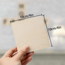 WELANE Square Wood Slices, 20 PCS Unfinished Blank Square Wood Chip for DIY Crafts, Coasters, Paintings, Pyrography, Christmas Decorations (10cm)
