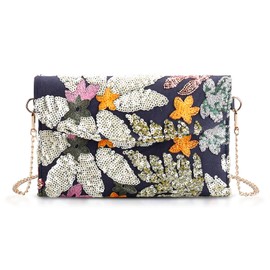 QTKJ Clutch Purses for Women, Envelope Package, Sequin Embroidered Flowers Cowboys Bag, Bohemian Handmade Handbags, Crossbody Bag for Vacation, Travel, Banquet(Styles 4)