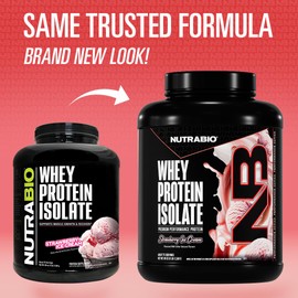 NutraBio 100% Whey Protein Isolate Powder, 25g with Complete Amino Acid Profile, Soy and Gluten Free, Low Carb and Low Calorie, Strawberry Ice Cream, 5 Lbs