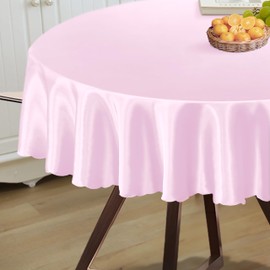 Homiest 1 Pack 60 Inch / 5ft Round Tablecloth Satin Table Cover, Blush Pink Table Cloth Overlay Bright Table Decorations, Silky Satin Dining Table Cloths for Wedding Reception Graduation Banquet