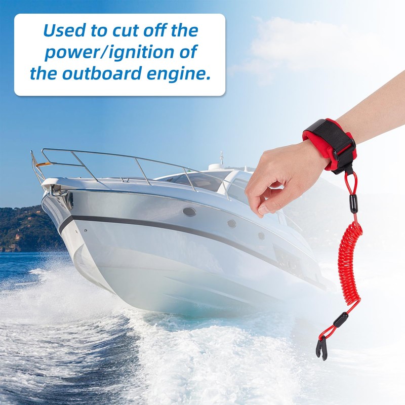 NICENEEDED Boat Kill Switch Wrist Strap, 5.3 Ft Adjustable Safety