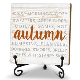 Antumn Wood Plaque Sign With Stand, Fall Harvest Quote Desk Sign Decor for Home Office Table Shelf, Thanksgiving Gifts for Family Friend Women Man -51