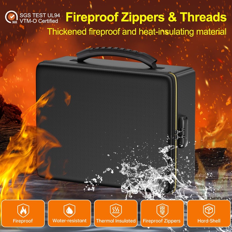 ENGPOW Fireproof Document Box with Lock, Fireproof Water Resistant Heat