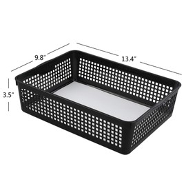 Hespama 6 Packs Plastic File Storage Baskets, Black A4 Paper Basket Trays
