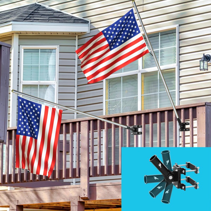No Drilling Flag Pole holder for Railing, Flag Pole Mount