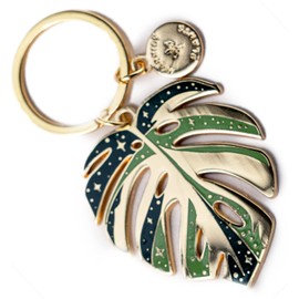 HAPPILY PLANTS Cute Monstera Deliciosa Keychain Charm, Plant Lady Gifts, Plant Accessories, Swiss Cheese Plant Lover Gifts for Women (Variegated Thai Constellation, Albo)