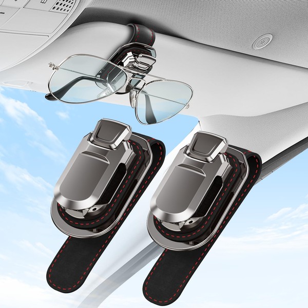 vinlley Zinc Alloy Sunglasses Holder for Car Sun Visor, Universal