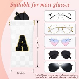 HIGH FIT - Bolsa de anteojos suave, portátil, para anteojos de sol con inicial, para mujeres y niñas, Blanco, Small