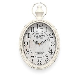 Menterry Small Retro Oval Wall Clock, Antique Old Design, White Vintage Style, Battery Operated Silent Decor Wall Clocks for Kitchen,Bedroom,Farmhouse,Bathroom (11.2" H x 6.7" W)
