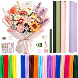 1800 PCS Pipe Cleaners Craft, Pipe Cleaner Flower Kit, 18 Colors Pipe Cleaners Bulk, Pipe Cleaners Flowers for Family Fun & Creativity, Holiday & Room Decorations, Art and Craft Supplies
