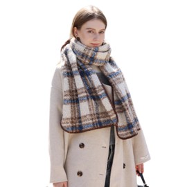 Wander Agio Warm Fashion Scarf Long Shawl Large Thick Blanket Winter Wraps Scarves for Women Faux Cashmere Plaid Beige Coffee 1