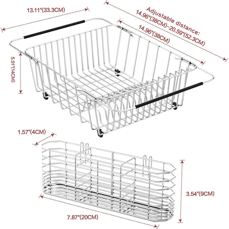 SwetLao Large Sink Dish Drying Rack, Expandable 304 Stainless Steel