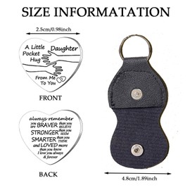 Nfyxcaz Pocket Hug Token Long Distance Gifts for Family Double Sided Daughter Gifts with PU Leather Keychain Relationship Keepsake (pocket hug for daughter)