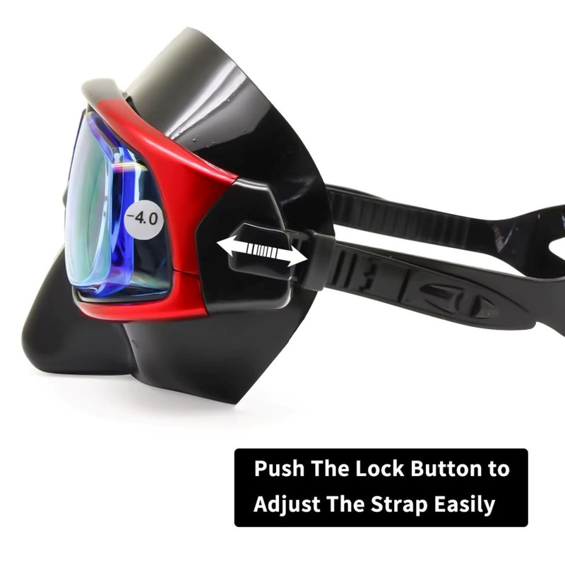 Farsighted/ Nearsighted Swimming Goggles/Glasses & Dive Masks UV Protection (Red