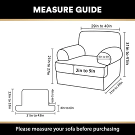 PrinceDeco 2 Pieces Armchair Slipcover Stretch Couch Covers for T Cushion Chair Slipcovers Soft Arm Chiar Cover Furniture Covers with 1 Individual T Shape Seat Covers Width Up to 40", Sage