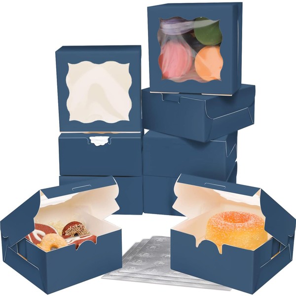 Bakepacker Bakepacker Blackish Blue Bakery Boxes with Window 4x4x2.5 inches