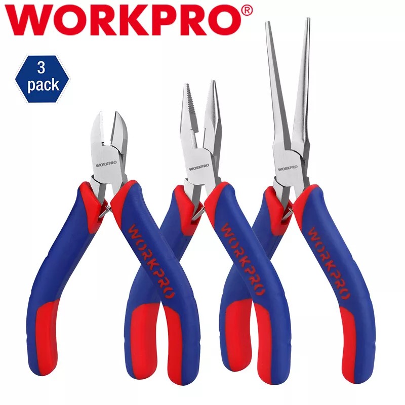 WORKPRO Mini Pliers Set 5” Long Nose Plier 6” Needle