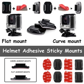 Motorcycle Helmet Chin Mount Kit for Insta360 ACE Pro X3 X2 X RS R GO 3 2, DJI Osmo Action, Gopro Hero, Campark, YI and More Action Camera with Extra Camera Tethers, Mount Bases and Adhesive Pads